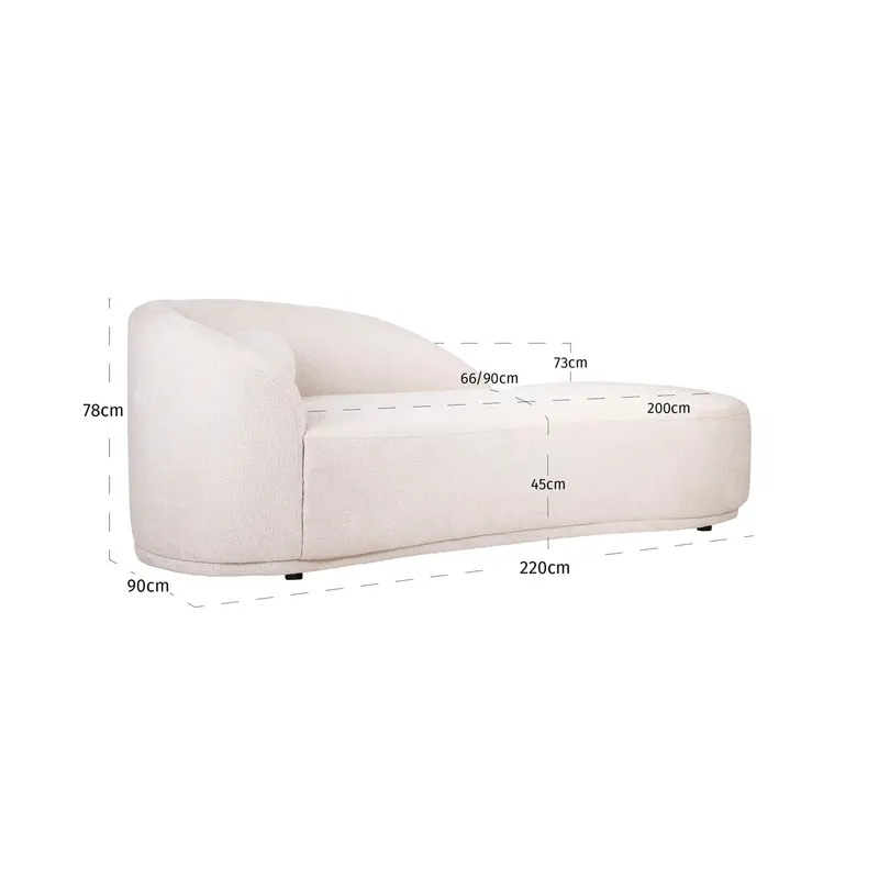 Chaise Longue Emma, Cream fancy von Richmond Interiors, Maßzeichnung 12