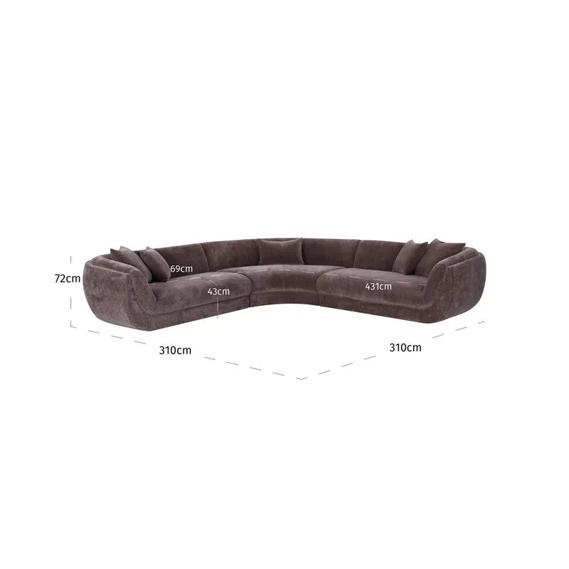 Sofa Gianelle, Be straight dark brown von Richmond Interiors, Maßzeichnung 6