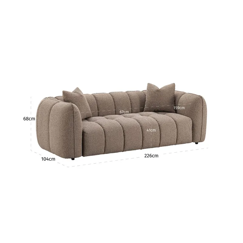 Sofa Hogan, Mocca chunky, feuerhemmend, 3-Sitzer von Richmond Interiors, Maßzeichnung 5