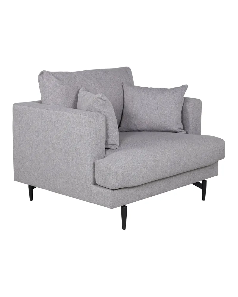 Sofia Sessel mit bezogener Rückseite in Grau, Gestell Schwarz, Polyester, Ansicht 2