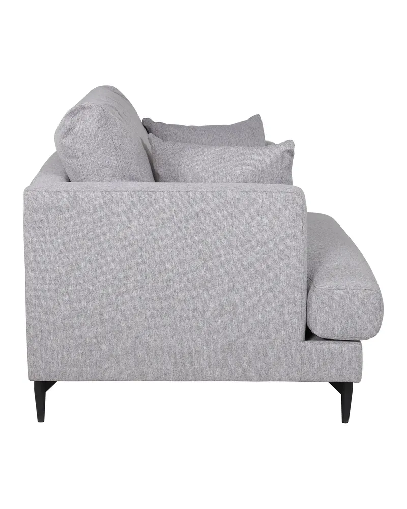 Sofia Sessel mit bezogener Rückseite in Grau, Gestell Schwarz, Polyester, Ansicht 3