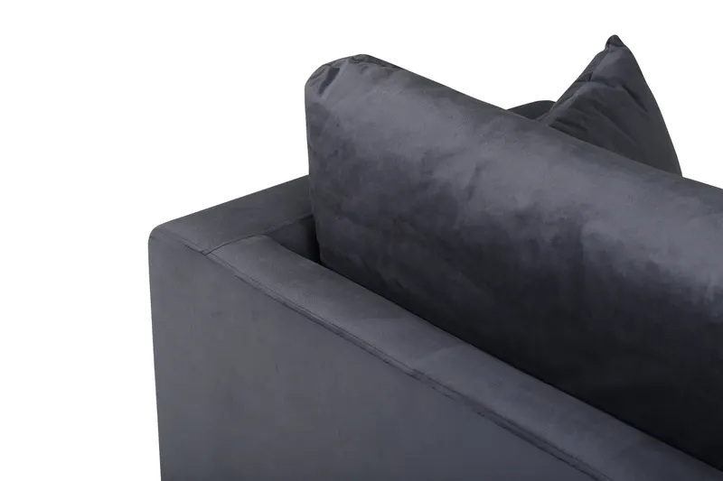 Sofia Sessel mit bezogener Rückseite in Dunkelgrau, Gestell Schwarz, Polyester-Samt, Ansicht 6