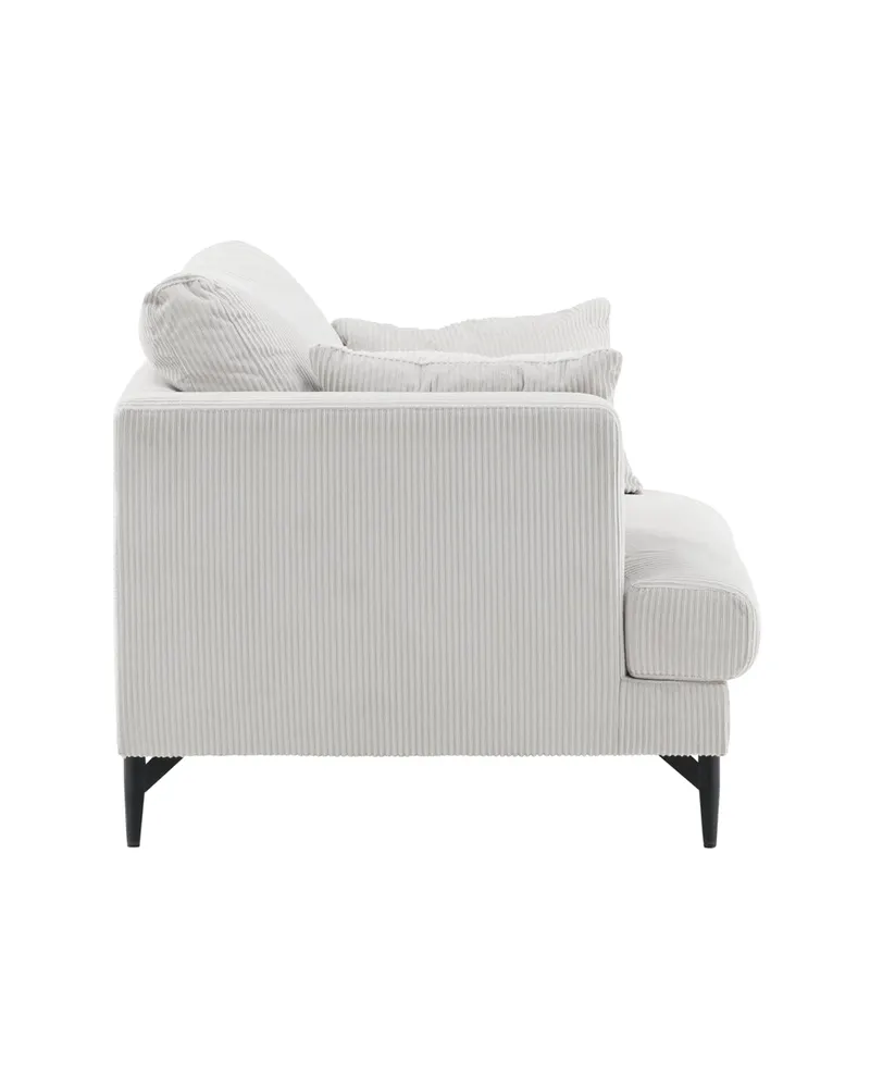 Sofia Sessel mit bezogener Rückseite in Beige, Gestell Schwarz, Polyester-Cord, Ansicht 10