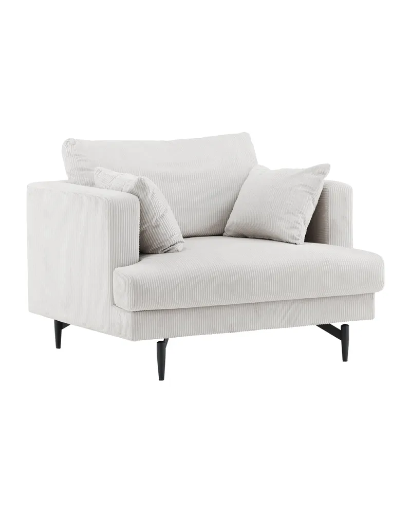 Sofia Sessel mit bezogener Rückseite in Beige, Gestell Schwarz, Polyester-Cord, Ansicht 12