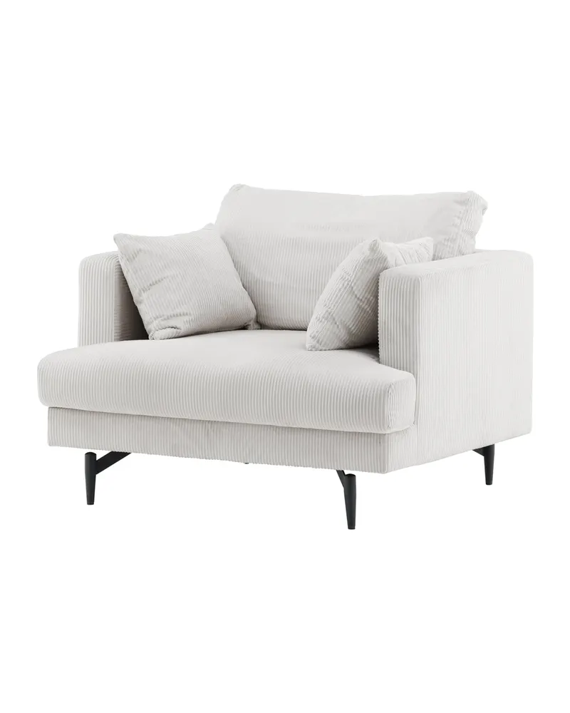 Sofia Sessel mit bezogener Rückseite in Beige, Gestell Schwarz, Polyester-Cord, Ansicht 2