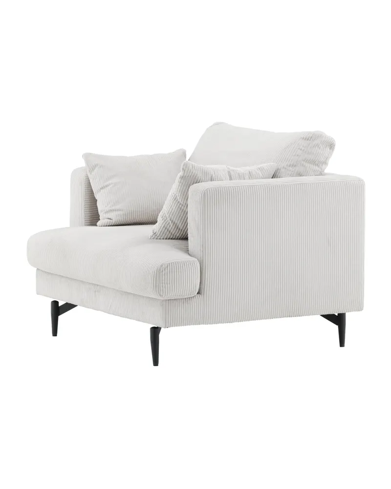 Sofia Sessel mit bezogener Rückseite in Beige, Gestell Schwarz, Polyester-Cord, Ansicht 3
