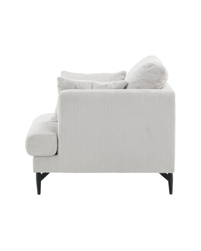 Sofia Sessel mit bezogener Rückseite in Beige, Gestell Schwarz, Polyester-Cord, Ansicht 4