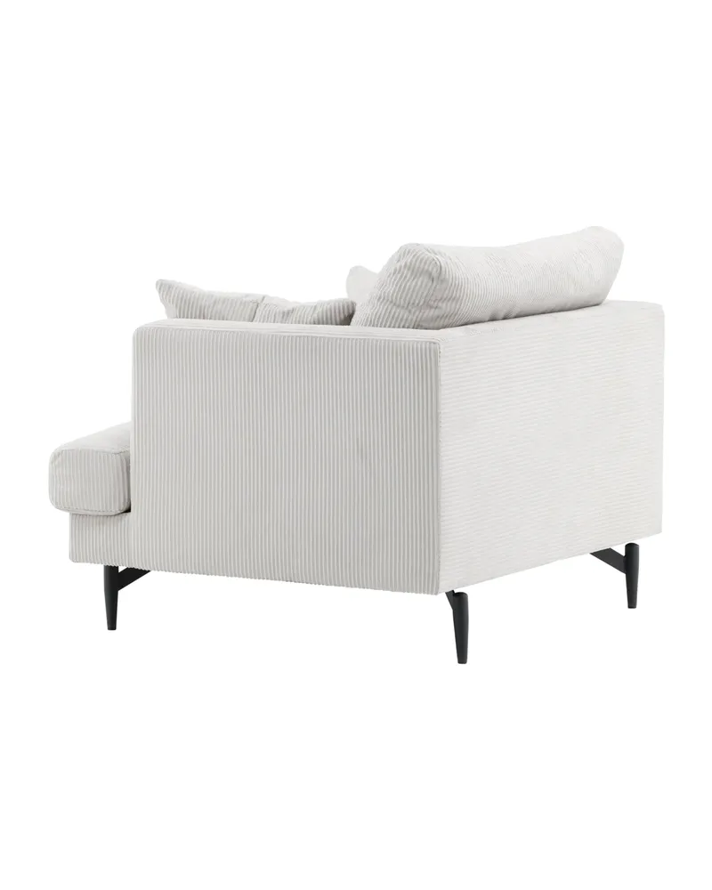 Sofia Sessel mit bezogener Rückseite in Beige, Gestell Schwarz, Polyester-Cord, Ansicht 5