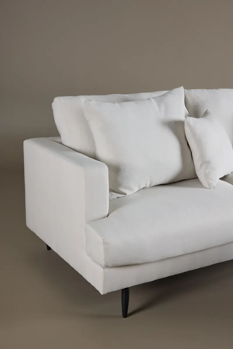 Sofia 3-Sitzer-Sofa mit abnehmbarem Bezug in Beige, Gestell Schwarz, Polyester, im Wohnraum, Ansicht 2