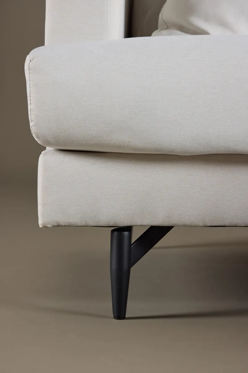 Sofia 3-Sitzer-Sofa mit abnehmbarem Bezug in Beige, Gestell Schwarz, Polyester, im Wohnraum, Ansicht 3