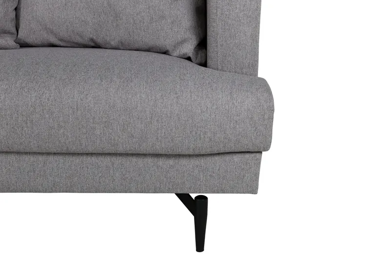Sofia 3-Sitzer-Sofa mit abnehmbarem Bezug in Grau, Gestell Schwarz, Polyester, Ansicht 8