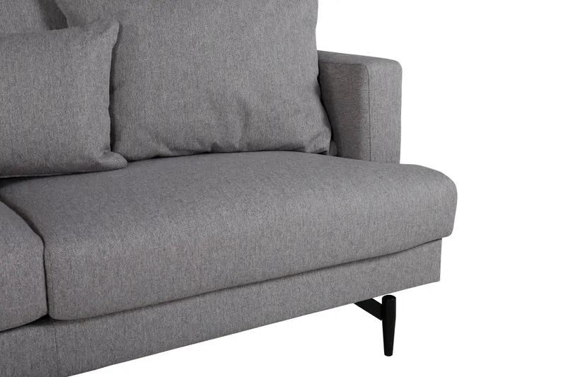 Sofia 3-Sitzer-Sofa mit abnehmbarem Bezug in Grau, Gestell Schwarz, Polyester, Ansicht 9