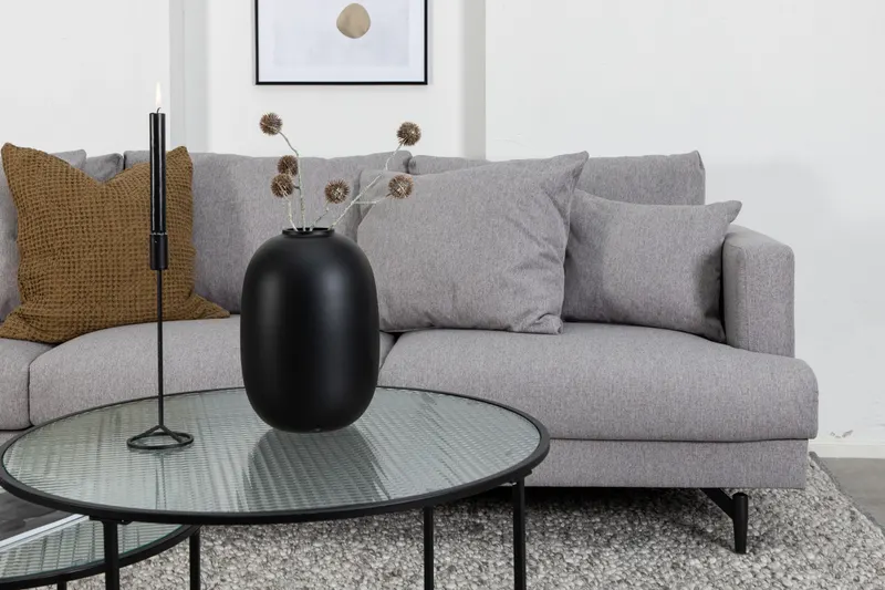 Sofia 3-Sitzer-Sofa mit abnehmbarem Bezug in Grau, Gestell Schwarz, Polyester, im Wohnraum, Ansicht 3