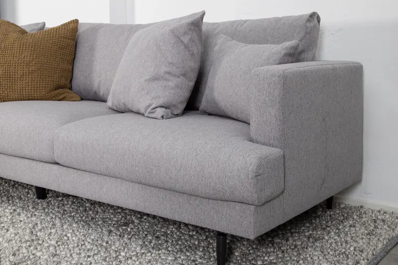 Sofia 3-Sitzer-Sofa mit abnehmbarem Bezug in Grau, Gestell Schwarz, Polyester, im Wohnraum, Ansicht 5