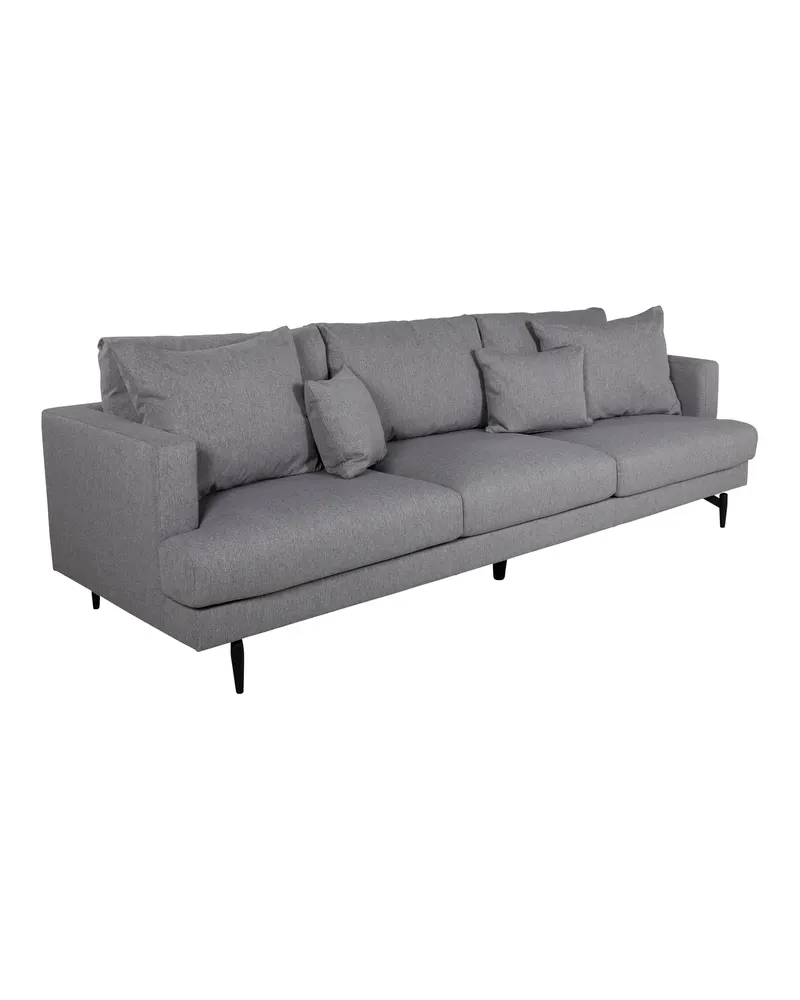 Sofia 3-Sitzer-Sofa mit abnehmbarem Bezug in Grau, Gestell Schwarz, Polyester, Ansicht 2