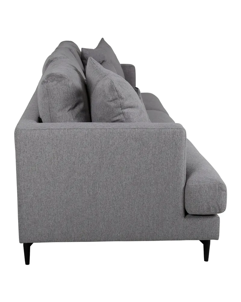 Sofia 3-Sitzer-Sofa mit abnehmbarem Bezug in Grau, Gestell Schwarz, Polyester, Ansicht 3