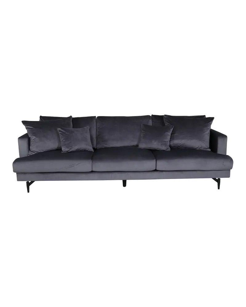 Sofia 3-Sitzer-Sofa in Samt, Cord oder Polyester, 260 cm breit, Beige, Gestell Schwarz