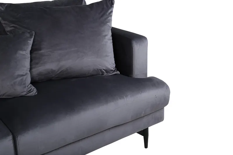Sofia 3-Sitzer-Sofa mit abnehmbarem Bezug in Dunkelgrau, Gestell Schwarz, Polyester-Samt, Ansicht 8