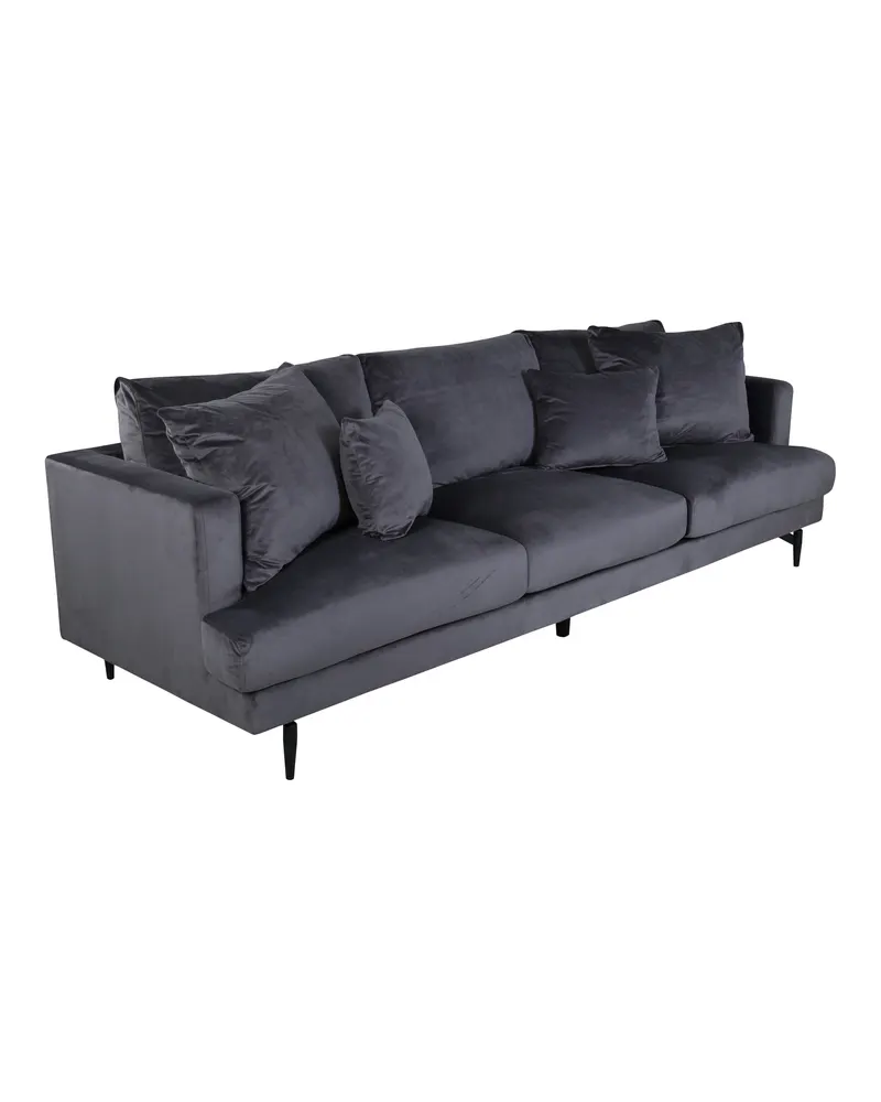 Sofia 3-Sitzer-Sofa mit abnehmbarem Bezug in Dunkelgrau, Gestell Schwarz, Polyester-Samt, Ansicht 2