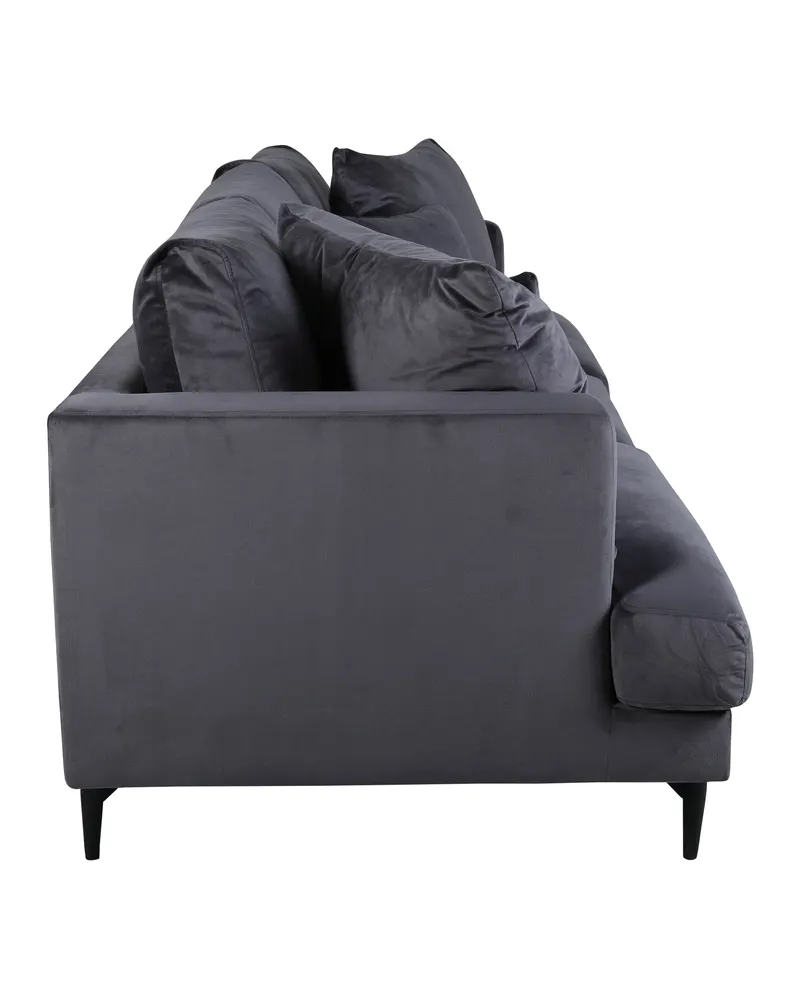 Sofia 3-Sitzer-Sofa mit abnehmbarem Bezug in Dunkelgrau, Gestell Schwarz, Polyester-Samt, Ansicht 3