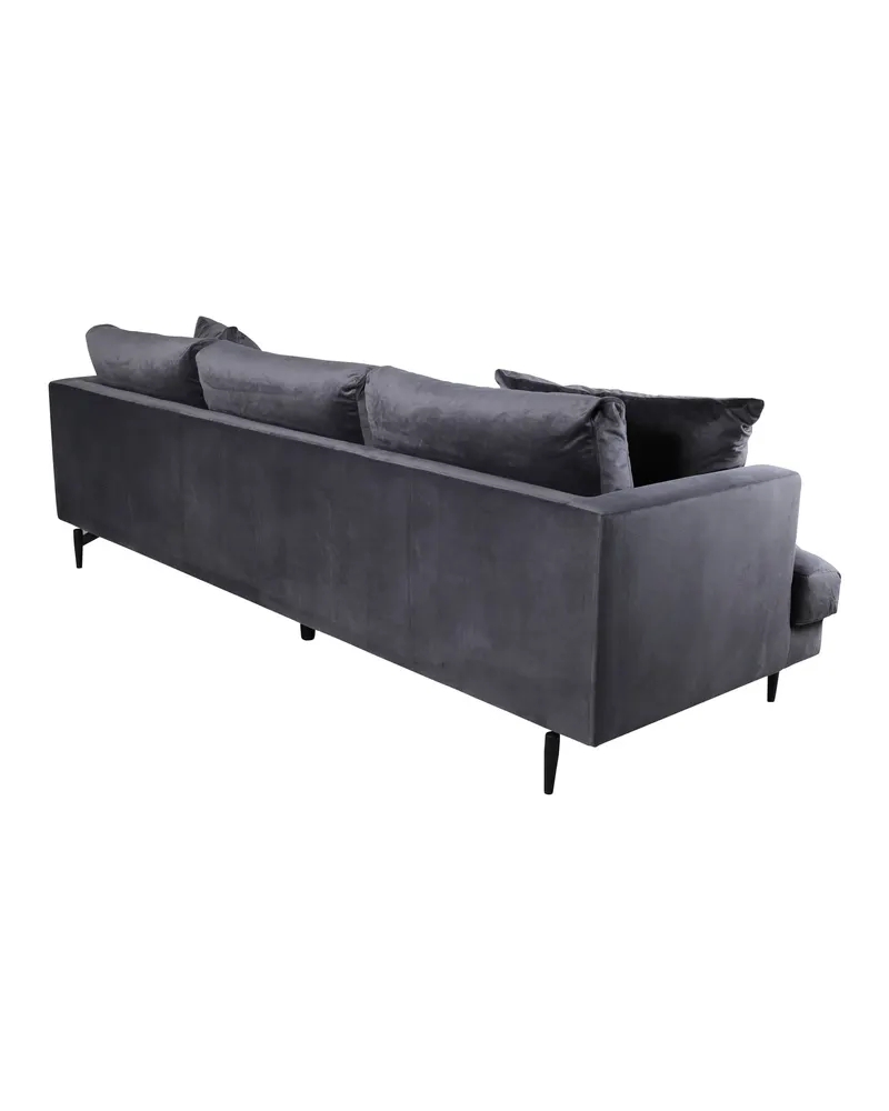 Sofia 3-Sitzer-Sofa mit abnehmbarem Bezug in Dunkelgrau, Gestell Schwarz, Polyester-Samt, Ansicht 4