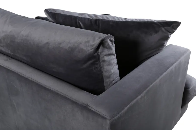 Sofia 3-Sitzer-Sofa mit abnehmbarem Bezug in Dunkelgrau, Gestell Schwarz, Polyester-Samt, Ansicht 5