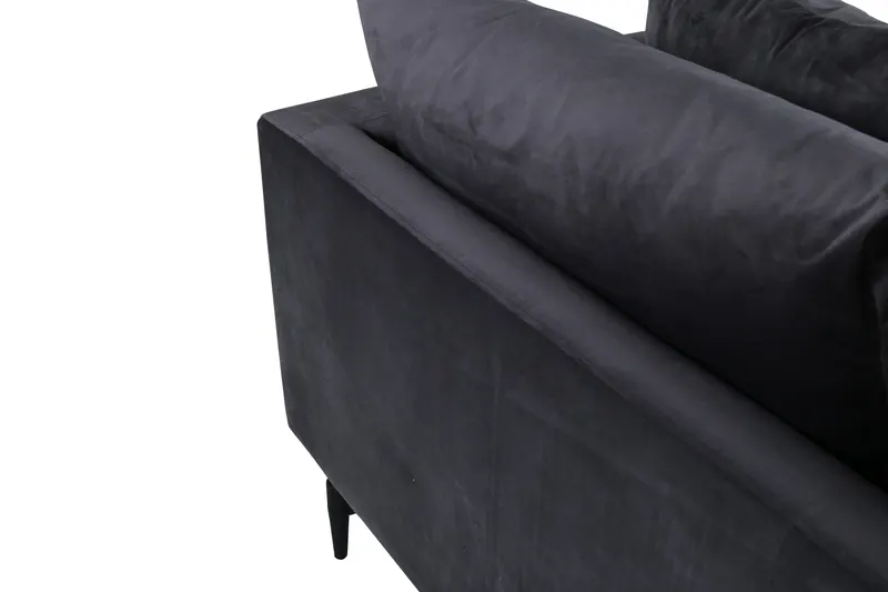 Sofia 3-Sitzer-Sofa mit abnehmbarem Bezug in Dunkelgrau, Gestell Schwarz, Polyester-Samt, Ansicht 6
