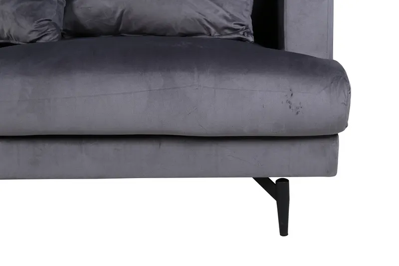 Sofia 3-Sitzer-Sofa mit abnehmbarem Bezug in Dunkelgrau, Gestell Schwarz, Polyester-Samt, Ansicht 7