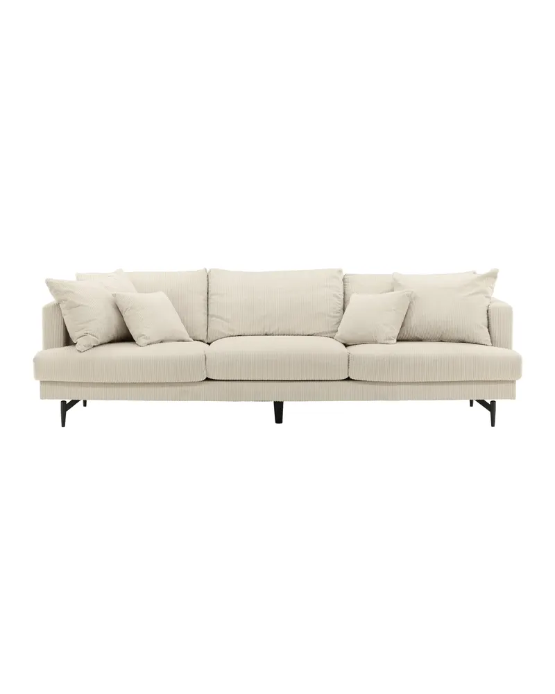 Sofia 3-Sitzer-Sofa mit abnehmbarem Bezug in Beige, Gestell Schwarz, Polyester-Cord, Ansicht 1
