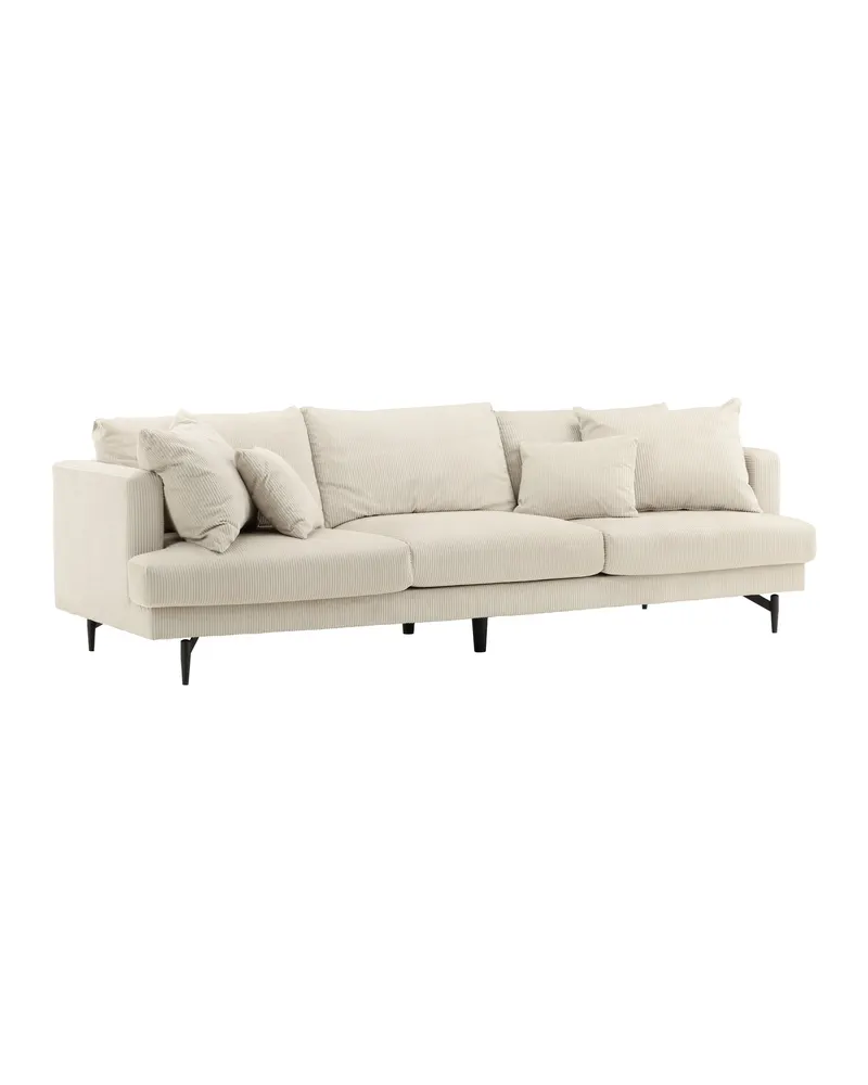 Sofia 3-Sitzer-Sofa mit abnehmbarem Bezug in Beige, Gestell Schwarz, Polyester-Cord, Ansicht 12