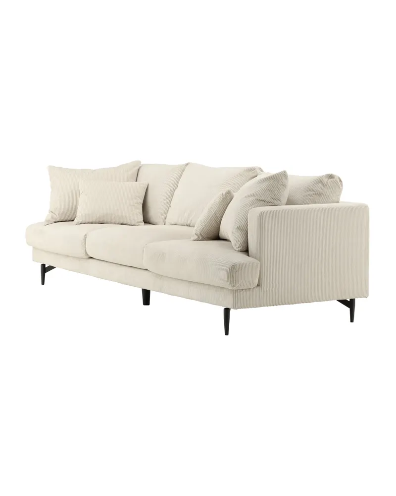 Sofia 3-Sitzer-Sofa mit abnehmbarem Bezug in Beige, Gestell Schwarz, Polyester-Cord, Ansicht 3
