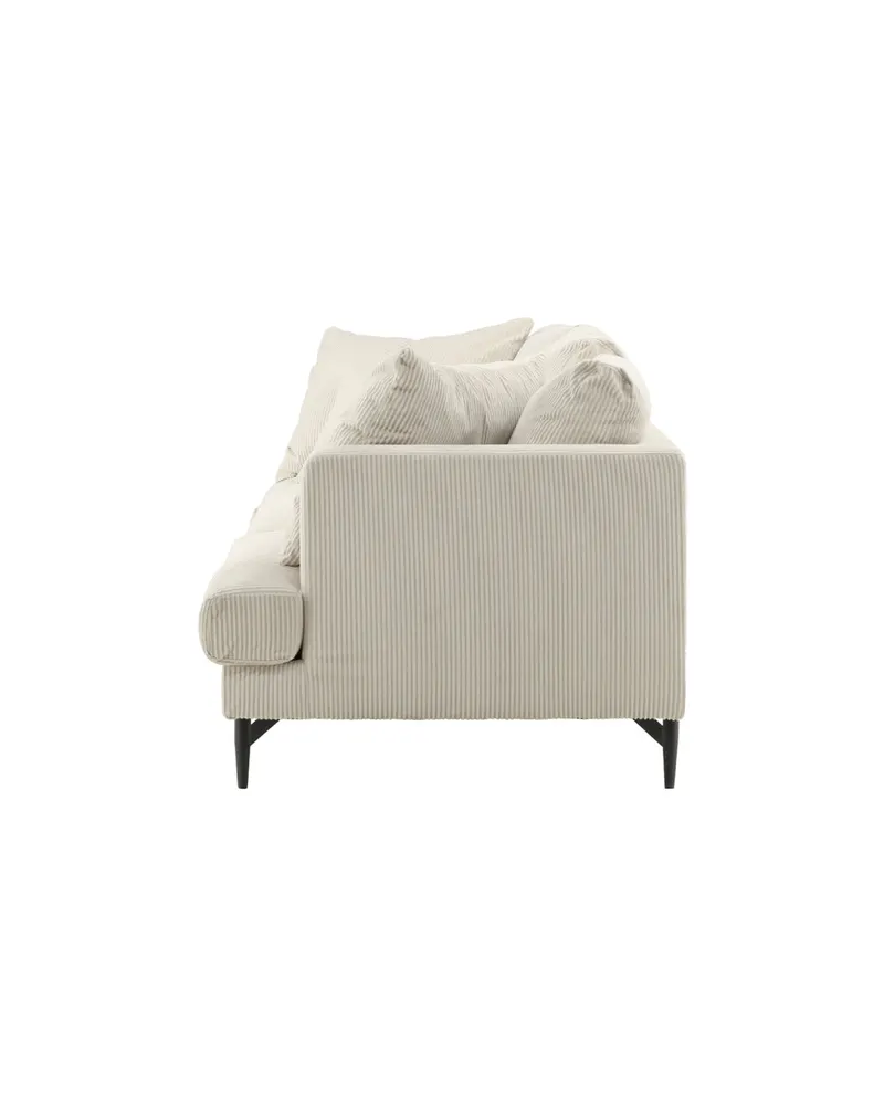 Sofia 3-Sitzer-Sofa mit abnehmbarem Bezug in Beige, Gestell Schwarz, Polyester-Cord, Ansicht 4