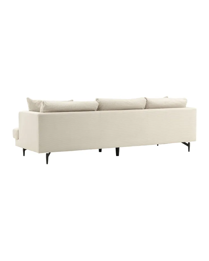 Sofia 3-Sitzer-Sofa mit abnehmbarem Bezug in Beige, Gestell Schwarz, Polyester-Cord, Ansicht 6