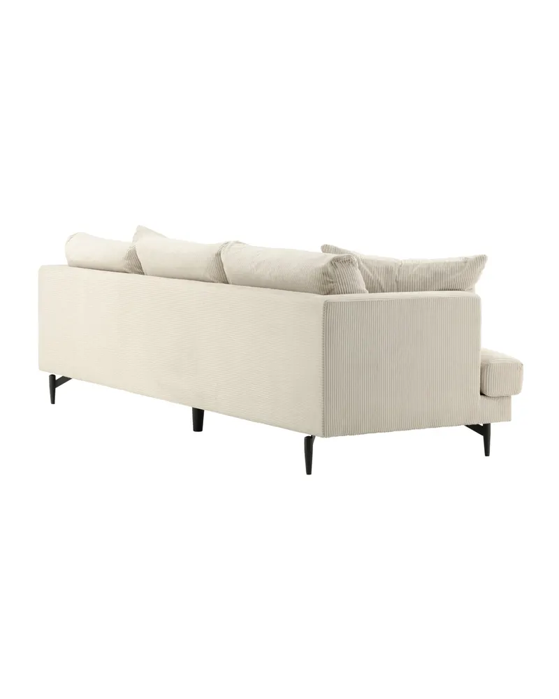 Sofia 3-Sitzer-Sofa mit abnehmbarem Bezug in Beige, Gestell Schwarz, Polyester-Cord, Ansicht 9