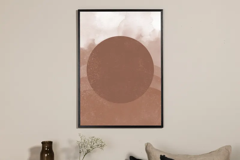 Soft shades Poster mit runder Form auf Aquarellgrund in 100 × 70 cm, im Wohnraum, Ansicht 2