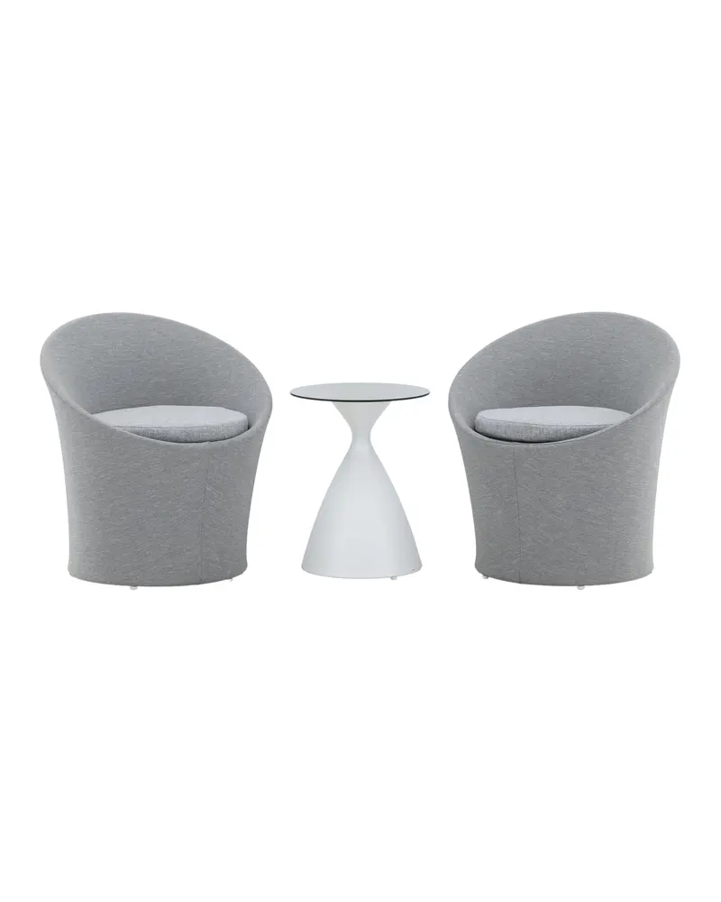 Spoga Gartenlounge mit zwei runden Sesseln und Tisch Ø 40 cm, Dunkelgrau