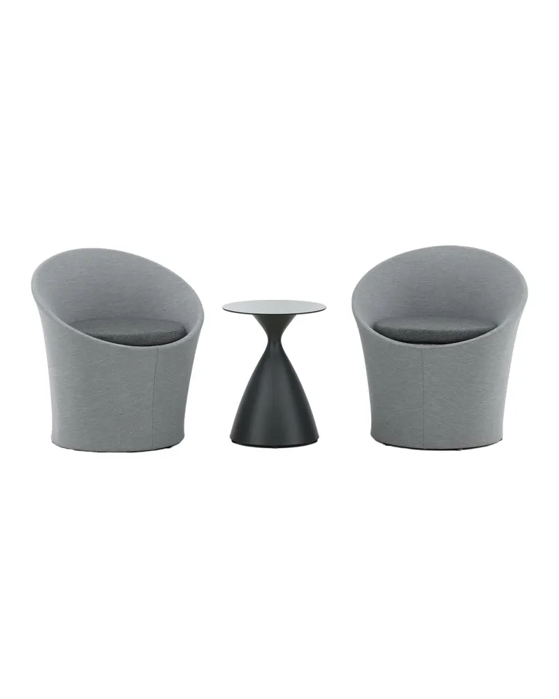 Spoga Gartenlounge mit zwei runden Sesseln und Tisch Ø 40 cm, Dunkelgrau