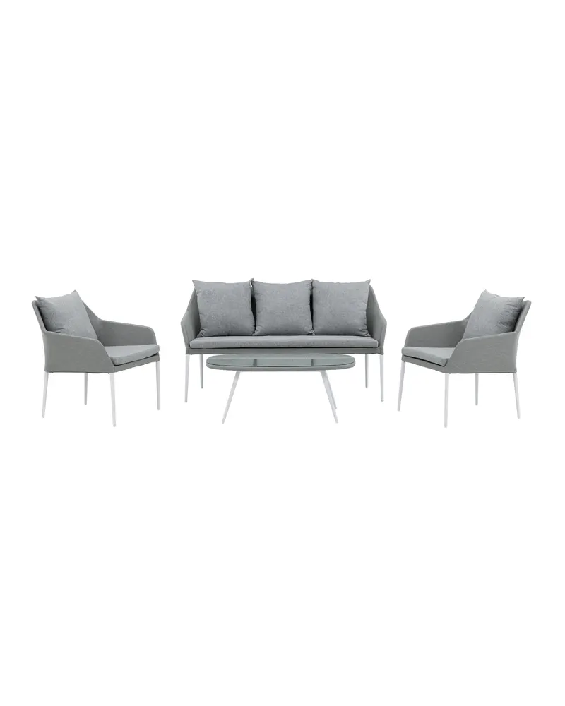 Spoga Gartenlounge mit Sofa, zwei Sesseln und Glastisch, Ansicht 1