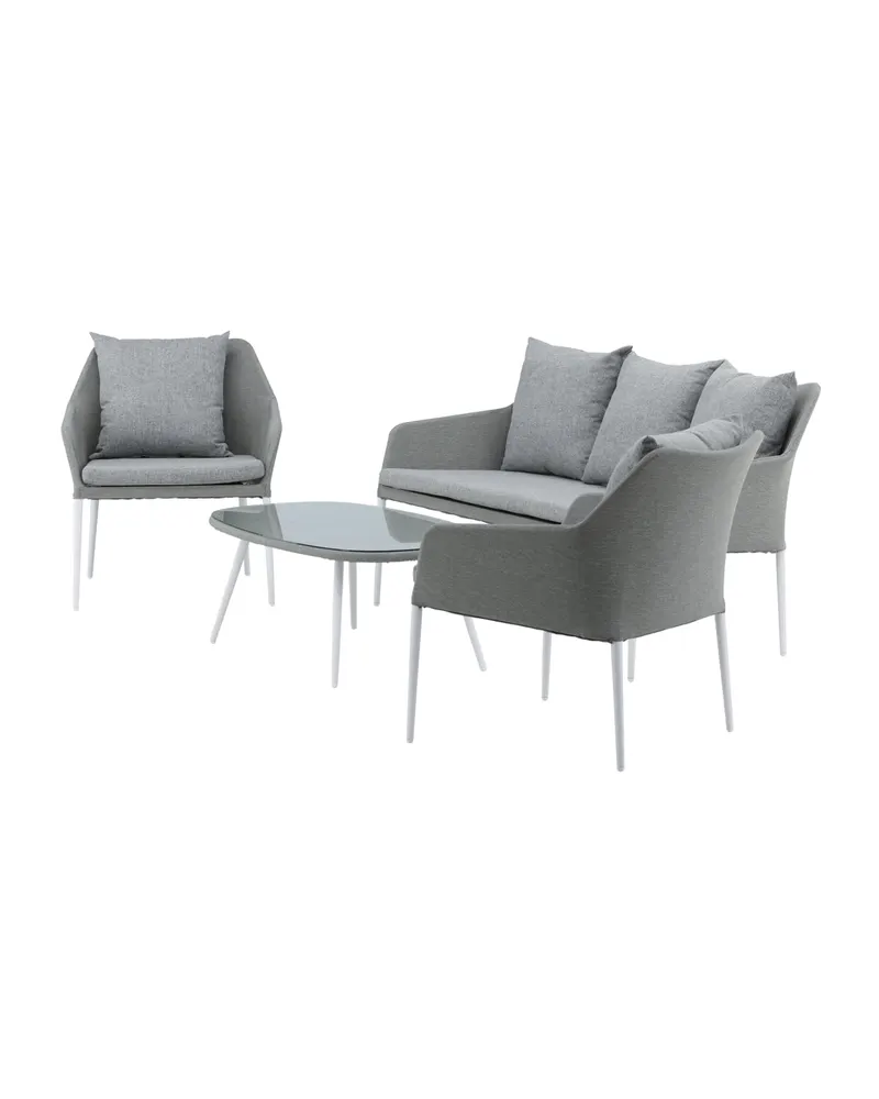 Spoga Gartenlounge mit Sofa, zwei Sesseln und Glastisch, Ansicht 11