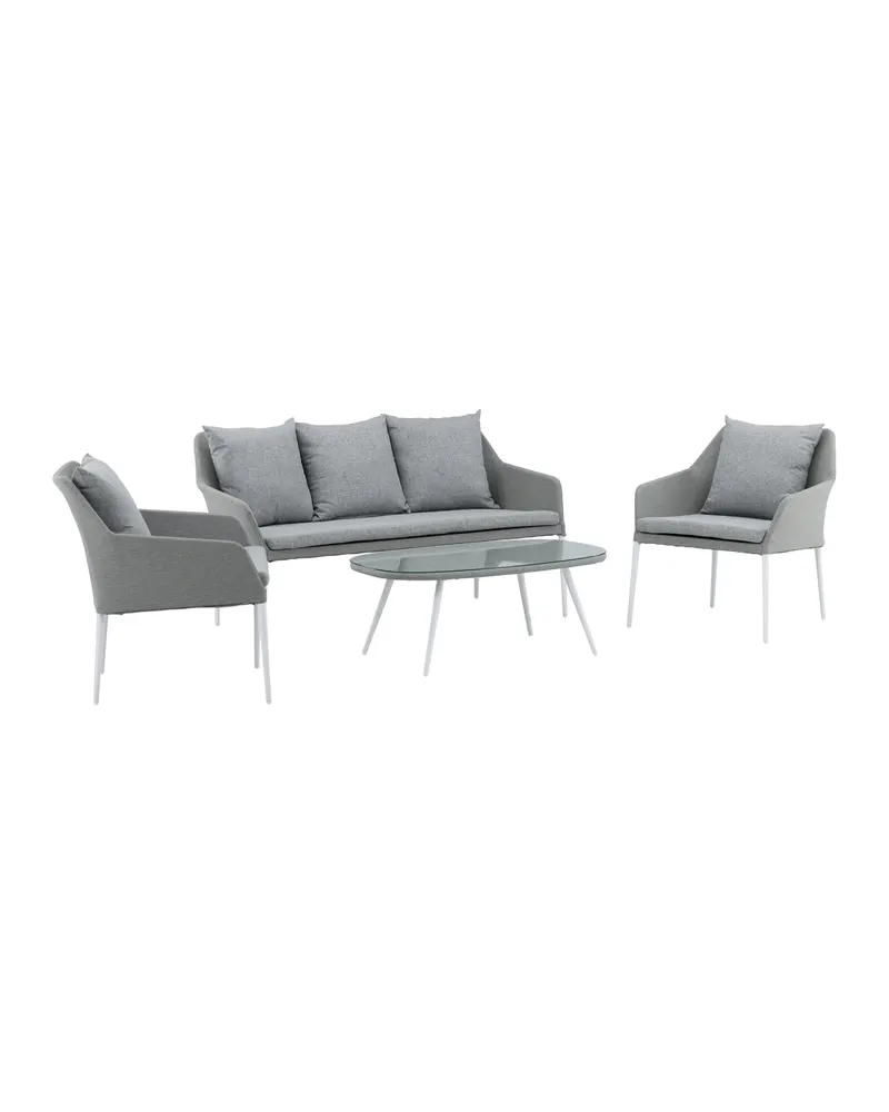 Spoga Gartenlounge mit Sofa, zwei Sesseln und Glastisch, Ansicht 2
