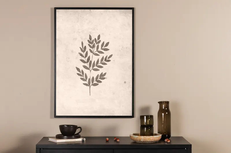 Spring leaf Poster mit Blattzweig in 100 × 70 cm, im Wohnraum, Ansicht 2