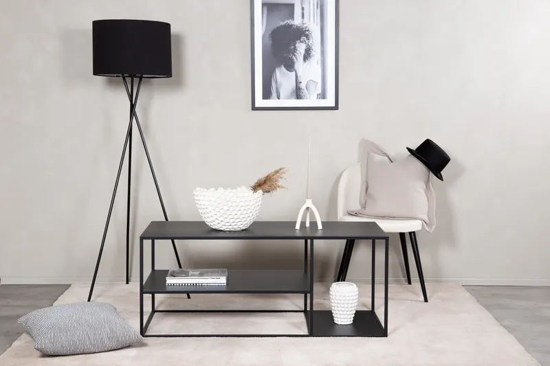 Staal Couchtisch aus Stahl mit Ablage in 120 × 50 cm, Schwarz, im Wohnraum, Ansicht 1