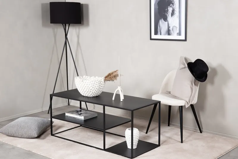 Staal Couchtisch aus Stahl mit Ablage in 120 × 50 cm, Schwarz, im Wohnraum, Ansicht 2