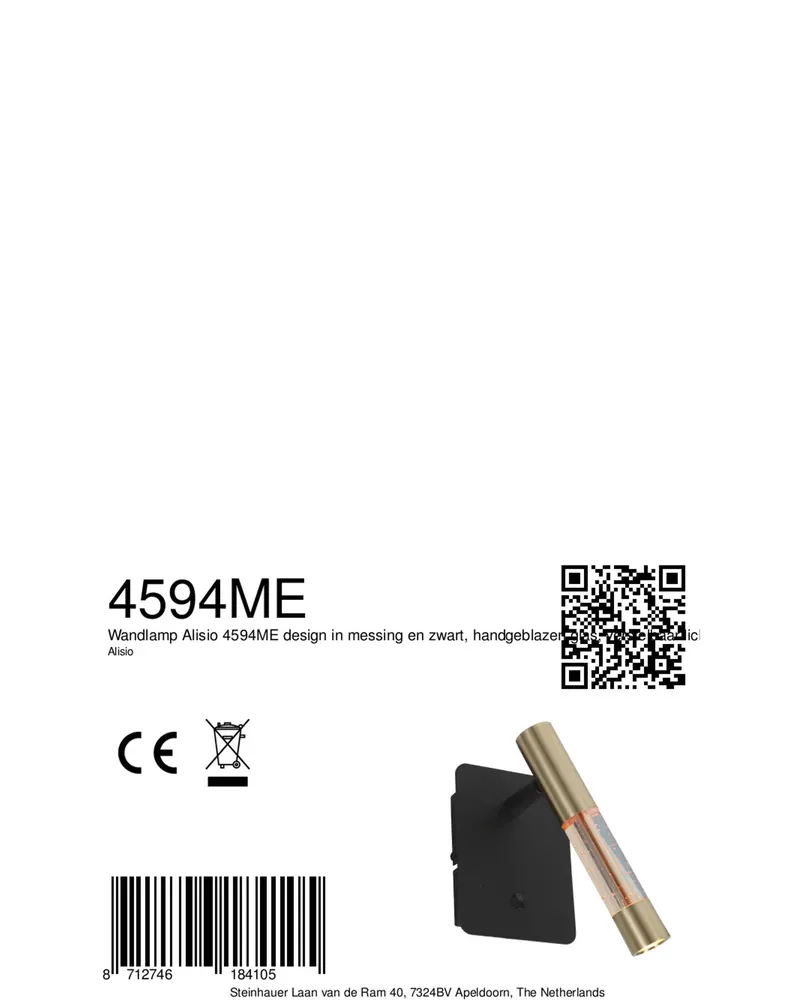 Alisio Wandleuchte mit verstellbarem Lesearm in Messing, Schwarz, Ansicht 14