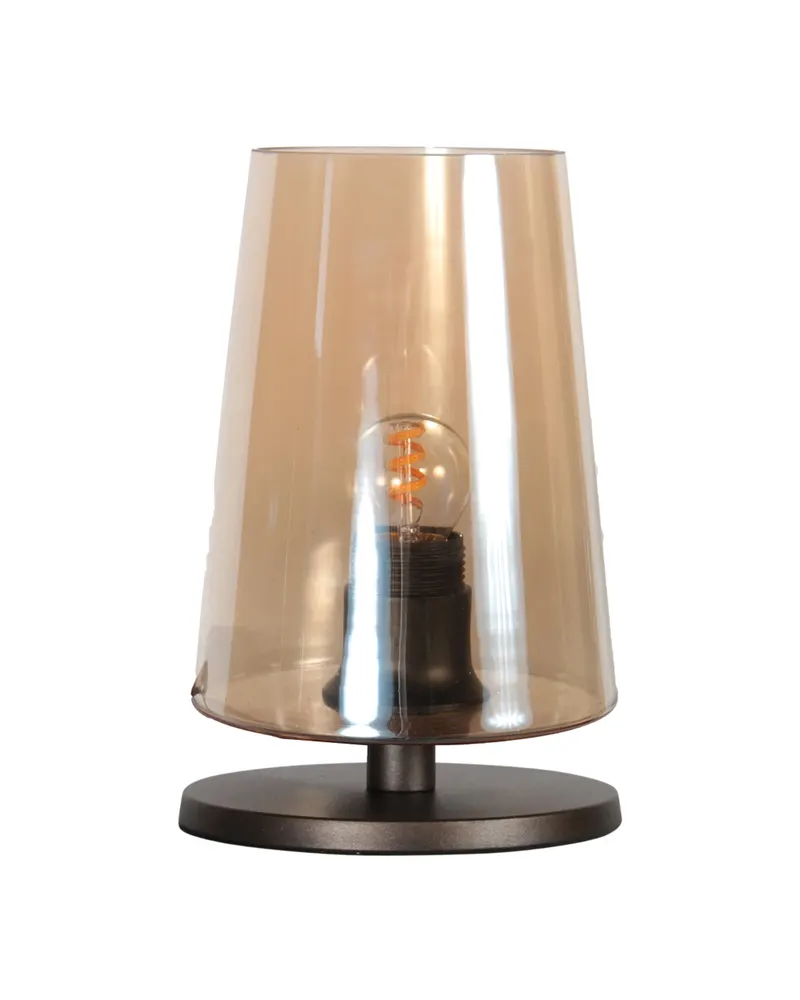 Steinhauer Ancilla Tischlampe mit E27-Fassung in Bernsteinfarben, Kakao, Ansicht 2