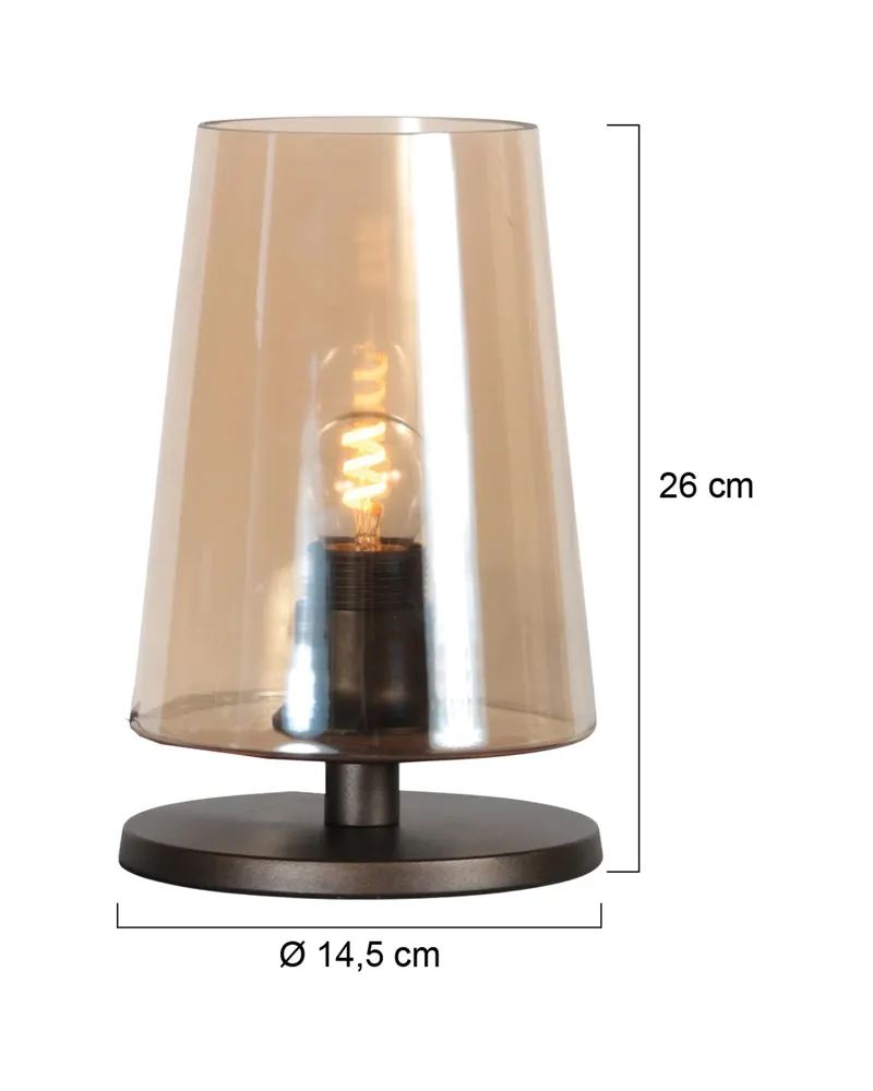 Steinhauer Ancilla Tischlampe mit E27-Fassung in Bernsteinfarben, Kakao, Ansicht 6
