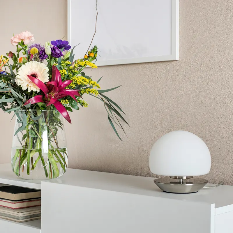 Steinhauer Ancilla Tischlampe mit Touchdimmer in Stahl, Ansicht 2
