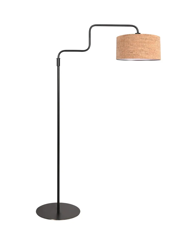 Bloeba Stehlampe mit Lesearm aus Kork und Metall, Schwarz
