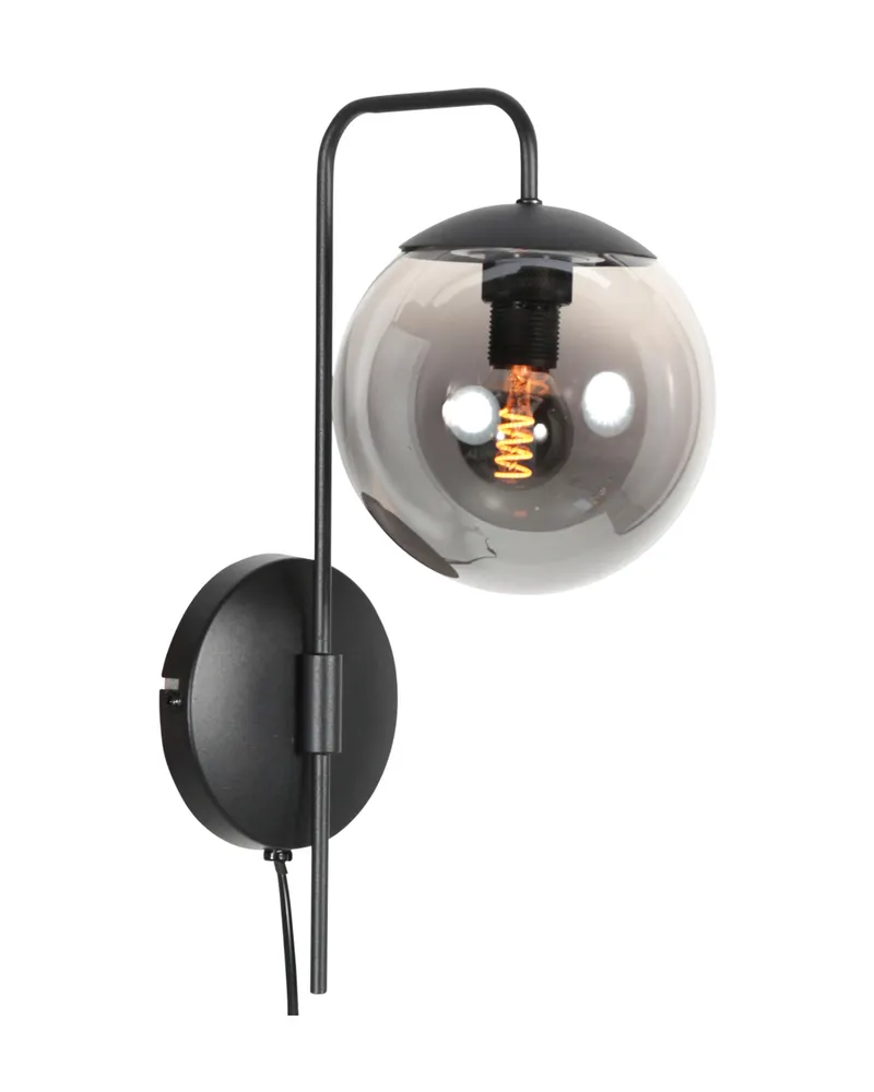 Bollique Wandleuchte mit E14-Fassung in Schwarz, Ansicht 1