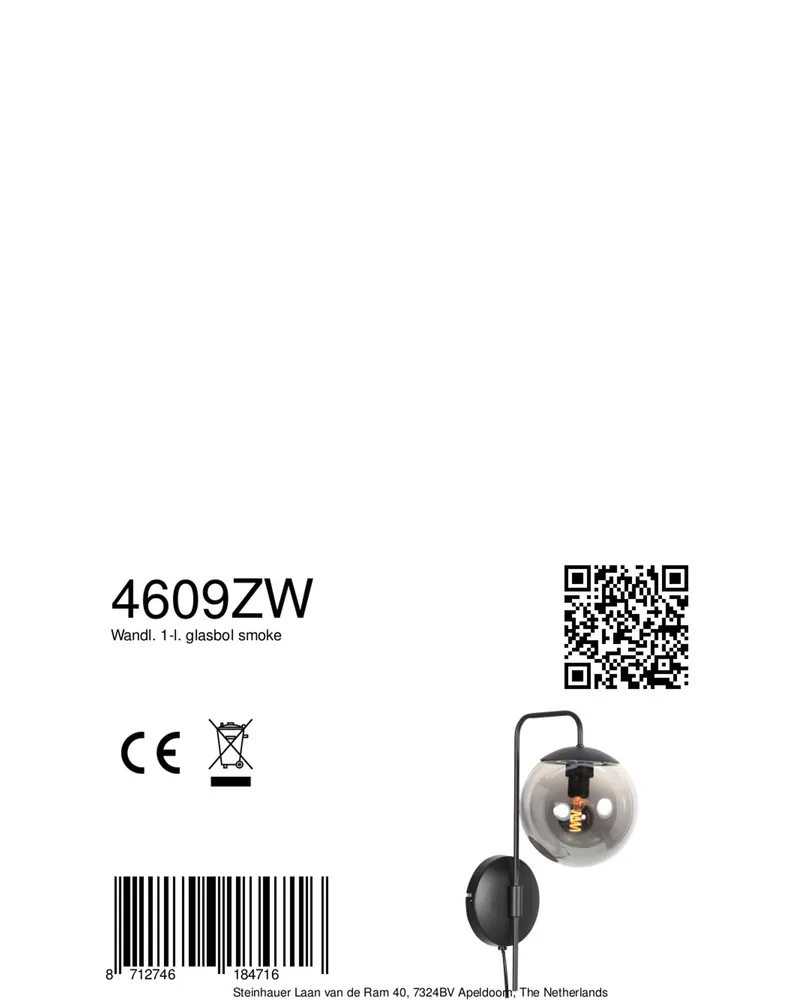 Bollique Wandleuchte mit E14-Fassung in Schwarz, Ansicht 11